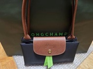 Longchamp Le Pliage 28 Black 黑色 中號長柄