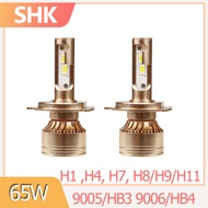 SHK 1 คู่ หลอดไฟหน้า 65W LED ไฟหน้ารถยนต์ H4 LED 12V แสงสีขาว ขั้ว H1 H3 H4 H7 H8 H9 H11 9006 HB4 9005 HB3 ไฟสปอร์ตไลท์ ไฟช่วยตัดหมอก