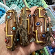 Vintage Distressed Jade Nine-Eyed Dzi Beads String Beads Long Beads 7-30V