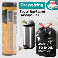 🇸🇬【SG stock】Trash Bags Drawstring Garbage Bags 20/30/50/80L Thickened Stretch Drawstring Rubbish Bag