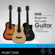 Muse Guitar Acoustic akustic Gitar Kapok Folk Cutaway Basic Guitar gitar Kapok 38 Inch for beginners buy1 free 8 item