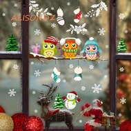 ALISONDZ Branch Owl Wall Sticker, Branch Owl Snowflake Christmas Owl Glass Sticker, Cute DIY PVC Wat