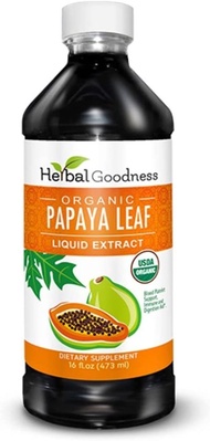 Herbal Goodness Organic Papaya Leaf Liquid Extract Natural Platelet Support Herbal Papaya (16 oz)