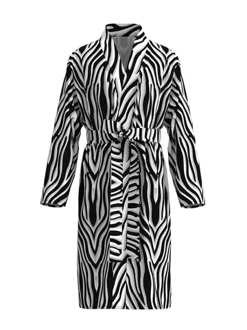 3D digital printing zebra stripe comfortable skin-friendly nightgown men's long-sleeved thin bathrob