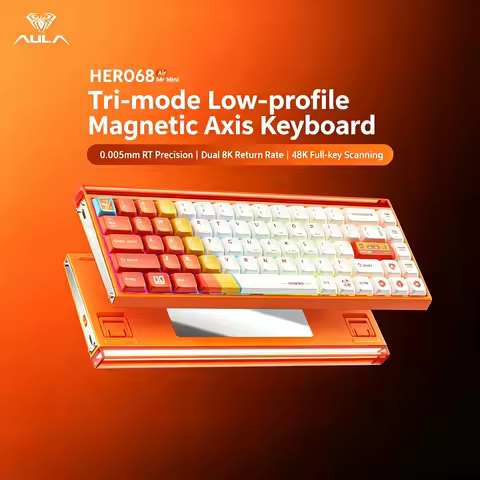 AULA HERO68 Mini Air Magnetic Switch Keyboard 0.005mm RT Precision Dual 8K Low Latency 68 Keys RGB W