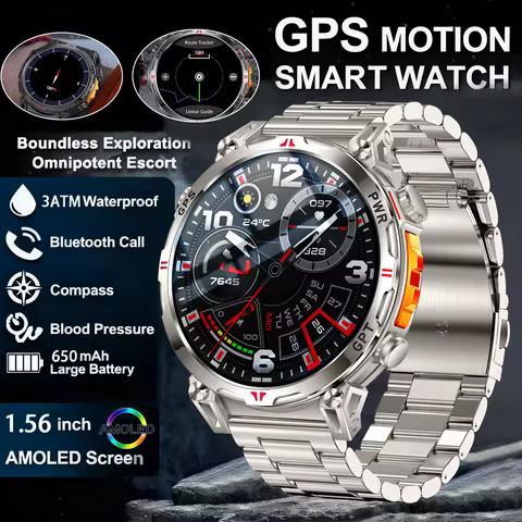 New Outdoor GPS GPT Compass Smart Watch 3ATM Waterproof Fitness Track Heart Rate BT Call Professiona