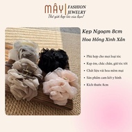 8cm Hair Clip with Lovely Chiffon Rose Design • Rattan Fashion Jewelry - K525.32