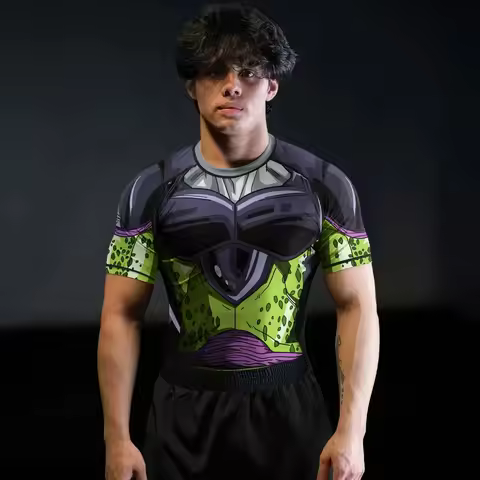 2026 Summer Oversized Dragon Ball Tee, Cell Armor 3D Print Polyester Retro Loose Sports T-Shirt Unis