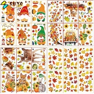 SUYO 9pcs/pack Window Stickers, Thanksgiving DIY Autumn Window Clings, Removable Fall Harvest Them T
