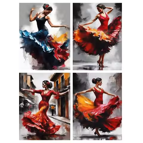 5D Diamond Painting Dancing Woman 5D Rhinestone Art DIY Diamond Embroidery Red Dress Lady Full Portr