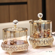 European American Style American Style with Lid Crystal Glass Decoration Storage Jar Creative Living