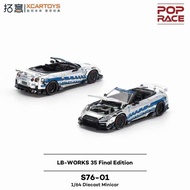 Tuoyi POPRACE 1/64 LB-WORKS 35 Final Edition Alloy Car Model S76-01, Silver Blue Speed Color Matchin