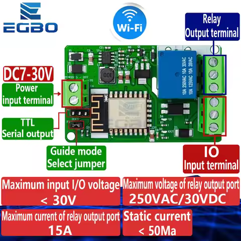 ESP8266 ESP-12F WIFI Wireless Module 1 Channel Relay Shield Overcurrent Protection Wi-Fi Network Rel