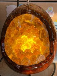 黃水晶晶牙恐龍蛋擺件