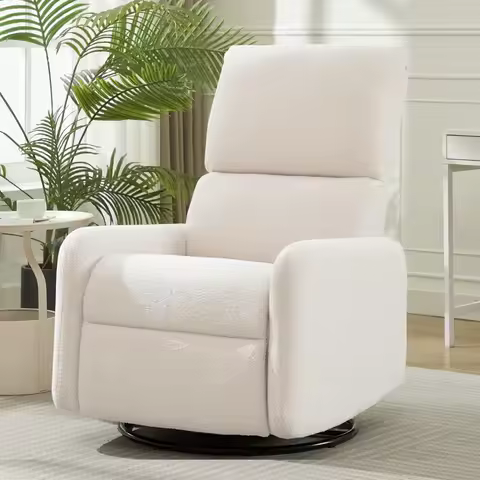 360° Swivel Glider Chair, Rocking Chair Nursery with Side Pockets, Deep Cushioned Seat, Nursery Chai