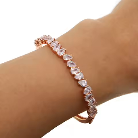 2018 top quality tennis tear drop cubic zirconia bangles fashion rose gold color AAA+ cubic zirconia