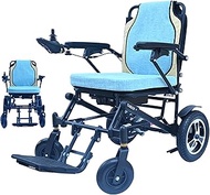 Luxurious and lightweight For Adults All Terrain Lightweight Foldable Wheelchairs Two 250W Motors Two Battery Limited Edition Power Motorized Electric Wheel Chair (Color : Blue+dual Control)