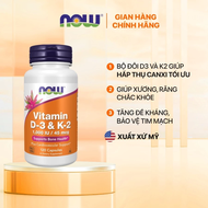 Viên uống Vitamin D3 K2 Now 1000IU / 45mcg (Mỹ) giúp xương răng chắc khỏe tăng cường miễn dịch