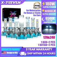X-7SEVEN Apollo 180W 40000LM 3-Year Warranty CANBUS 12/24V LED Headlight Bulb H4 H11 HB3 HB4 H7 H1