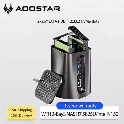 AOOSTAR R7 5825U Mini PC 8C/16T 4.5GHz/2x2.5G LAN WiFi6 4K Triple Intel N150 Mini PC Display/Soft Ro