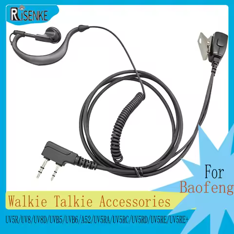 RISENKE-Earpiece for Baofeng Walkie Talkie, Headset, UV-5R, BF-888S, BF-777S, BF-666S, UV-82, UV-S9,