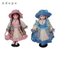Adepe 15.75inch Porcelain Doll of Rural Girl, Dressed Ceramic Figure for Home Decor