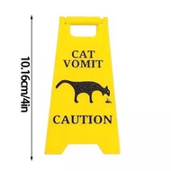 10cm Cat Vomit Sign Gift Funny Vomit Sign Bright Yellow Warning Sign