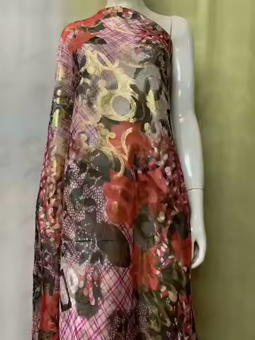 Best Quality 100% Real Silk Material Elegant Georgette Real Silk Print Fabric For Women Dress 5Yards