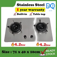 Du Qin Stainless Steel Built in Gas Stove Dapur Gas Masak Stainless Steel Gas Cooker Stove Table Top