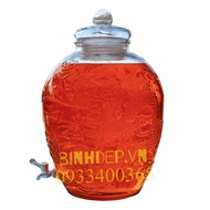 Long PHUONG GLASS WINE JAR 19 LITER WITH SPOT