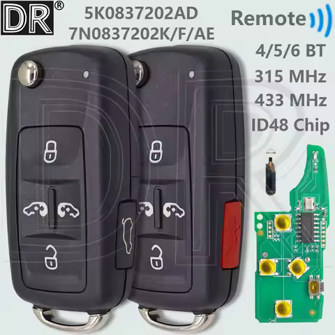 DR ID48 Chip 315/433MHz 5K0837202AD/AE 7N0837202K/F/AE Car Remote Key For VW Volkswagen Caravelle Mu