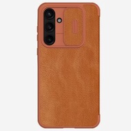 全城熱賣 - 適用於三星 Galaxy A55 耐爾金 新皮士-秦系列Pro 鏡頭推窗保護手機皮套（棕色）