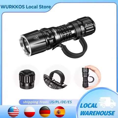 Wurkkos TD07 1300LM Tactical Flashlight 479M Long Throw IP68 Waterproof 18350 Battery Torch Dual Swi