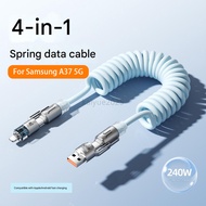 KY98 240W   4-in-1  type c Fast Charging Spring Data Cable 480Mbps Car Data Cable  For Samsung A37 5