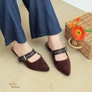 QUINCE Gabby Mules Heels 3cm suede Slippers Women's Slip On Heels Shoes