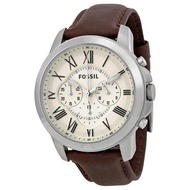 Authentic Fossil Men Grant White Dial Brown Leather FS4735 Jam Tangan Lelaki