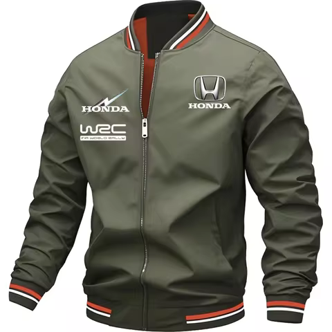Honda Team's Same Jacket For Both Men And Women, With Ribbed Cuffs The Hem Of The Racing Jacket, Lon