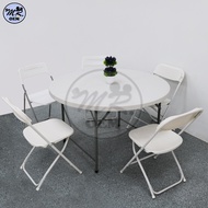 MR OEM 4ft/5ft/6ft Round Fold in Half Table Folding Dining Buffet Table/ Meja Lipat Bulat Plastic