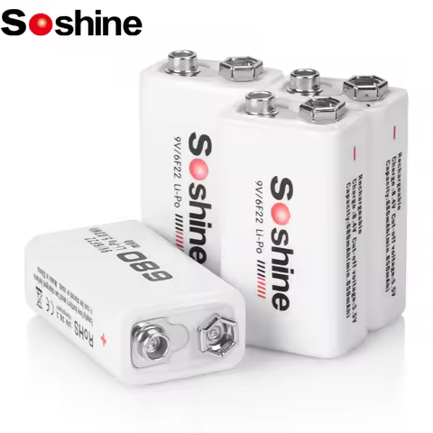 Soshine 4PC 6F22 9V 680mAh Lithium Rechargeable Battery 6F22 9 Volt Li-Po Batteries for Radio Electr