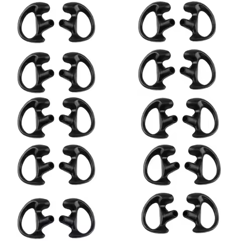 10 Pair Black Color Silicone Earmold Earbud for Universal Walkie Talkie Radio Air Acoustic Coil Tube