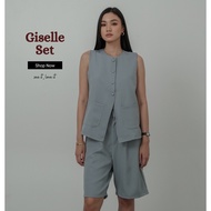 Giselle Set Top Bottom Short Pants Women Twill Material