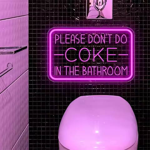 Please Don't Do Coke in The Bathroom Neon Sign for Wall Decor USB Powered LED Neon Light Sign for Pa