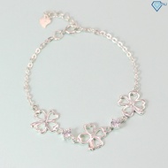 Lắc tay bạc nữ vòng tay bạc nữ giá rẻ hình cỏ 4 lá may mắn LTN0070 - Trang Sức TNJ