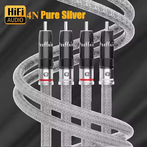 Hifi Cable RCA 4N Pure Silver Audio Interconnect Signal wire 18AWG Solid PSS Core RCA to RCA male Au