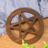 Muy Bien Wooden Pentagram Coaster Amulet Altar Props Divination Board Pentacle Placemat Cup Pad Home