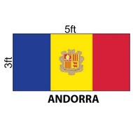 Andorra Flag 3x5ft , Bendera Andorra 3x5ft, Polyester
