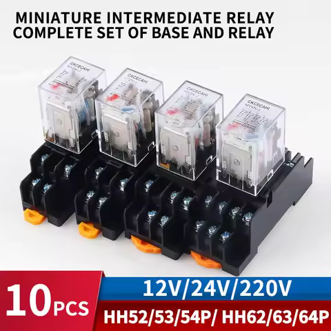 10 PCS For Wholesale Miniature Control Relays Small Intermediate Relay AC 12V DC C24 AC220 HH52P HH5