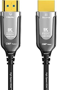 80Ft Plenum Rated 8K HDMI Cable(CMP), 48Gbps Fiber Optic Ultra High Speed Long HDMI 2.1 Cord, in Wal