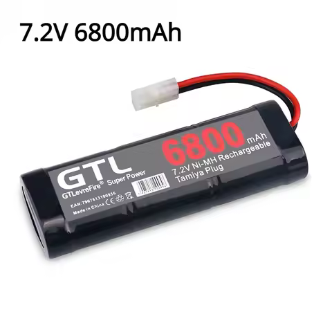 🥇 7.2V 6800mAh NiMH Replacement RC Battery with Tamiya Discharge Connector for RC Toys Racing Cars B