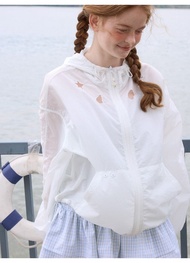 oddmaker鏤空刺繡貝殼海星連帽防曬衣UPF50+